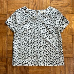 Jcrew Short Sleeve Black and White Giraffe Blouse